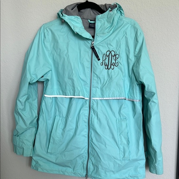 Women's Teal Embroidered ADL Monogrammed Rain Jacket - Charles River Apparel - Picture 2 of 11